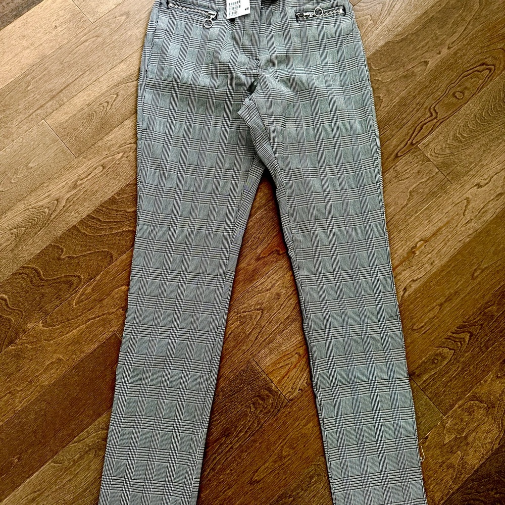 H&M Gray Plaid Straight-Leg Women's Pants